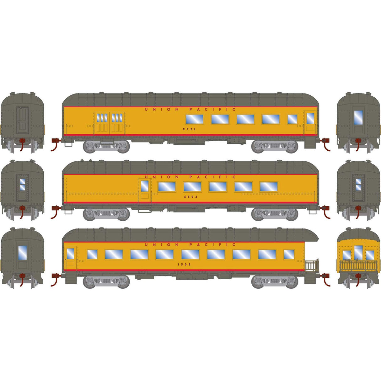 Athearn HO Scale Arch Roof Set, UP (3 Pack)