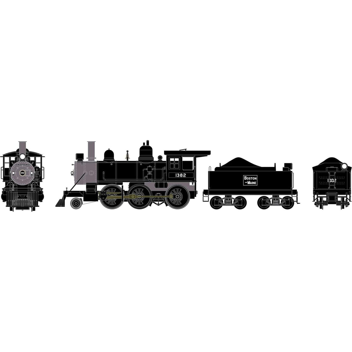 Athearn HO Scale RTR Old Time 2-6-0 Mogul w/DCC & Sound, B&M#1382 [ATH87315]