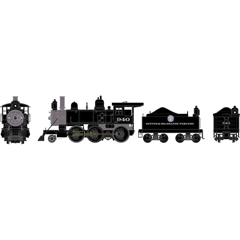 Athearn HO Scale RTR Old Time 2-6-0 Mogul w/DCC &Sound, D&RGW#940 [ATH87312]
