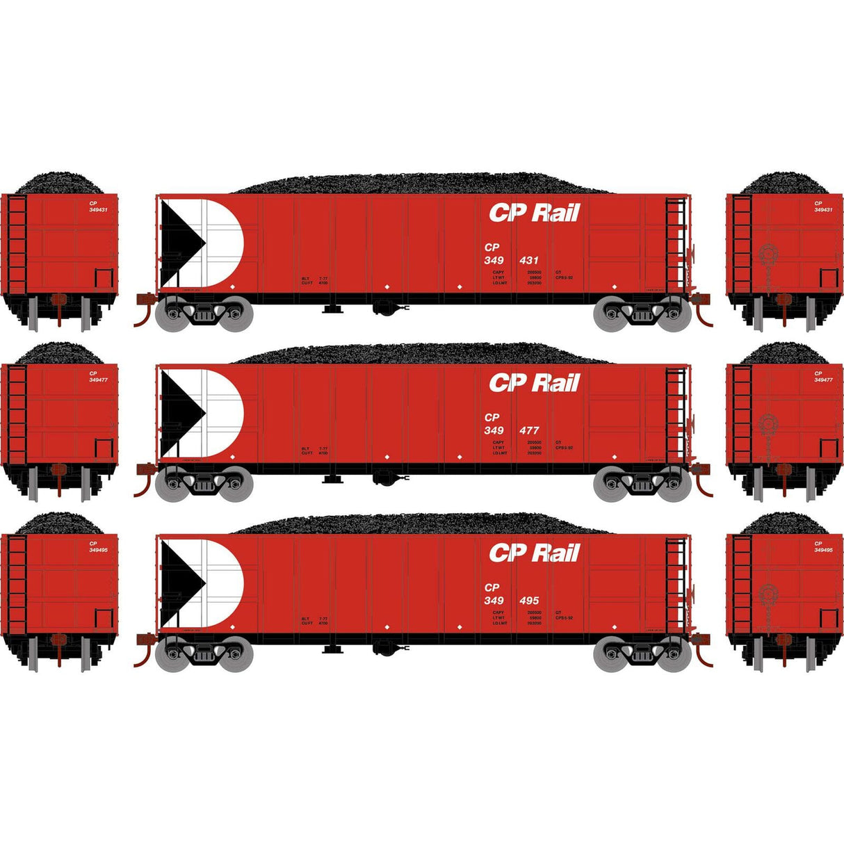 Athearn HO Scale Thrall High Side Gondola w/Load, CPR #3 (3 Pack)