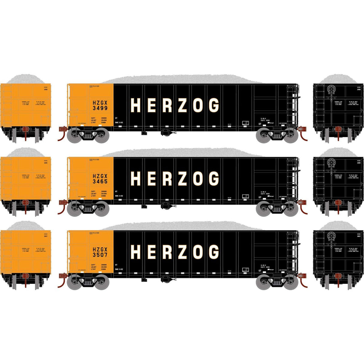 Athearn N Scale Thrall High Side Gondola w/Load, HZGX #3 (3 Pack)