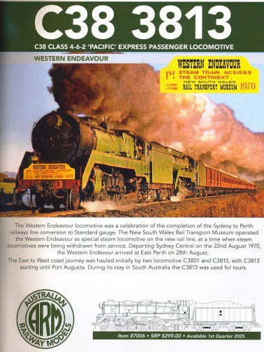 Australian Railway Models C38 Class 4 - 6 - 2 Pacific Express Passenger Locomotive [87006] - Hobbytech Toys