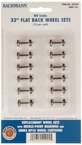 Bachmann 42904 HO Scale 33inch Flat Back Wheel Sets (12 Per Card) - Hobbytech Toys