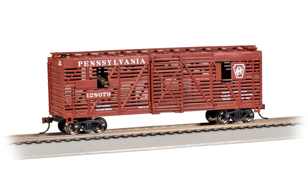 Bachmann 19715 HO Animated Stock Car Pennsylvania #128079 with Cattle