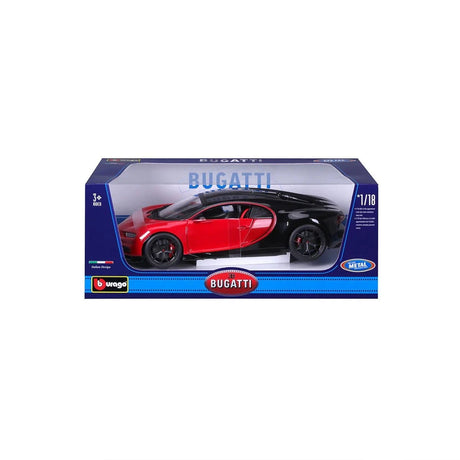 Bburago 1/18 2018 Bugatti Chiron Sport Red/Black Diecast Model - Hobbytech Toys