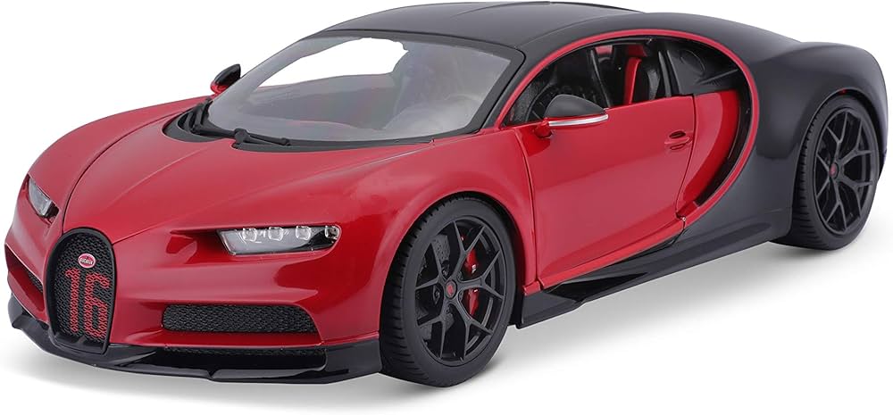 Bburago 1/18 2018 Bugatti Chiron Sport Red/Black Diecast Model - Hobbytech Toys