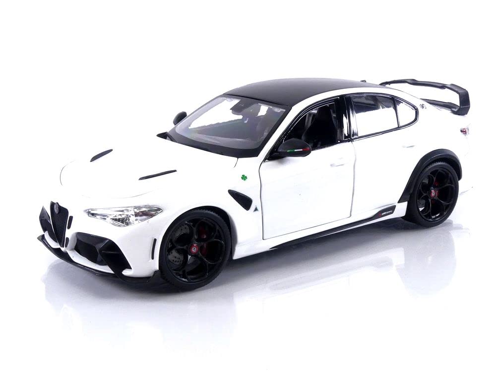 Bburago 1/18 2023 Alfa Romeo Giulia GTAM Trofeo White Diecast Model - Hobbytech Toys