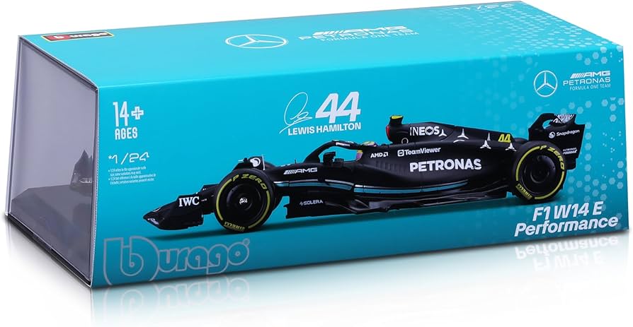 Bburago 1/24 2023 F - 1 Mercedes W 14 #44 Hamilton in Showcase Diecast Model - Hobbytech Toys