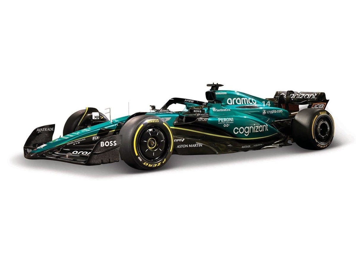Bburago 1/43 2023 F - 1 Aston Martin AMR23 #14 Alonso WB Diecast Model - Hobbytech Toys