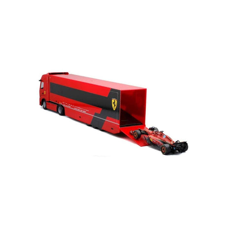 Bburago 1/43 2024 Ferrari Transporter w/ one F-1 SF-24 Car Diecast Model