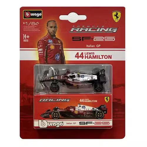 Bburago 1/64 2025 Ferrari F1 with Collector Box #44 Lewis Hamilton Diecast Model