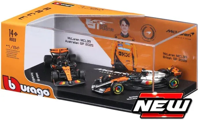 Bburago 1/64 2025 McLaren MCL39 - Piastri #81 Twin Pack in Showcase Diecast Model
