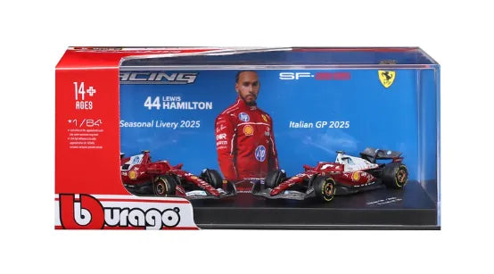 Bburago 1/64 2025 Scuderia Ferrari SF-25 - Hamilton #44 Twin Pack in Showcase Diecast Model