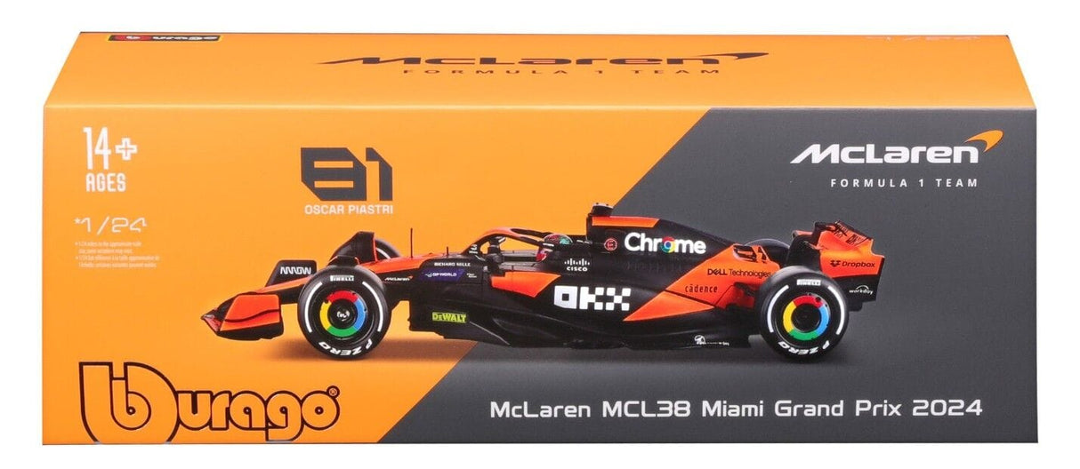 Bburago F1 1/24 in Showcase 2024 F-1 McLaren MCL38 #81 Piastri with Helmet