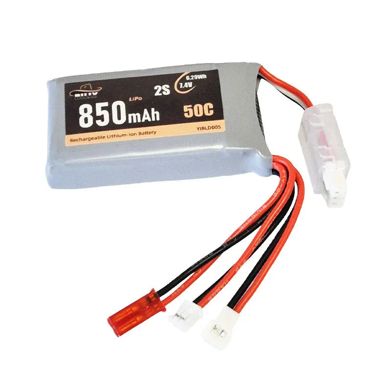 Billy RC 850mAh 2S 7.4V 50C LiPo with JST, PH2.0, and MX2.0 Connectors