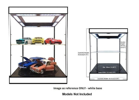Black Mirror Backed LED Rotary Display Case w/Adjustable Shelf - Hobbytech Toys