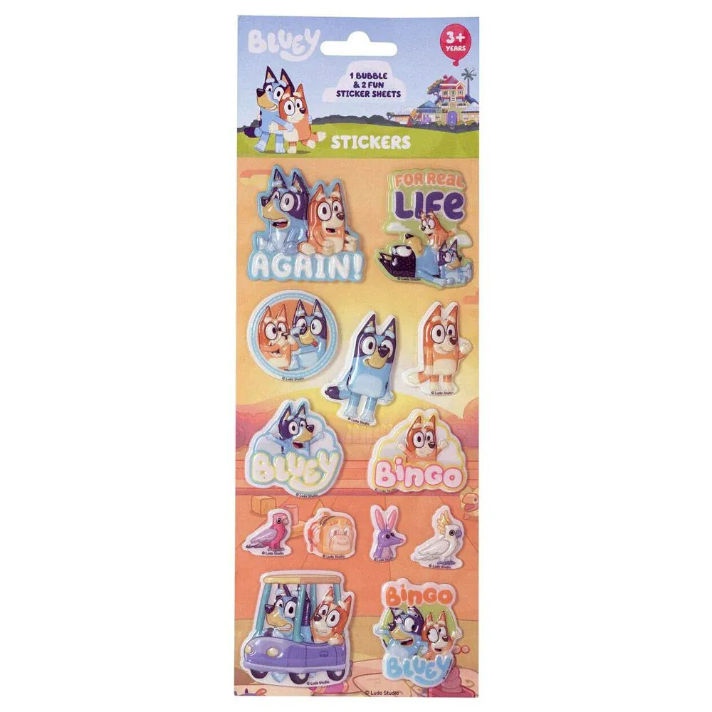 Bluey Bubble Stickers - 3 Pack