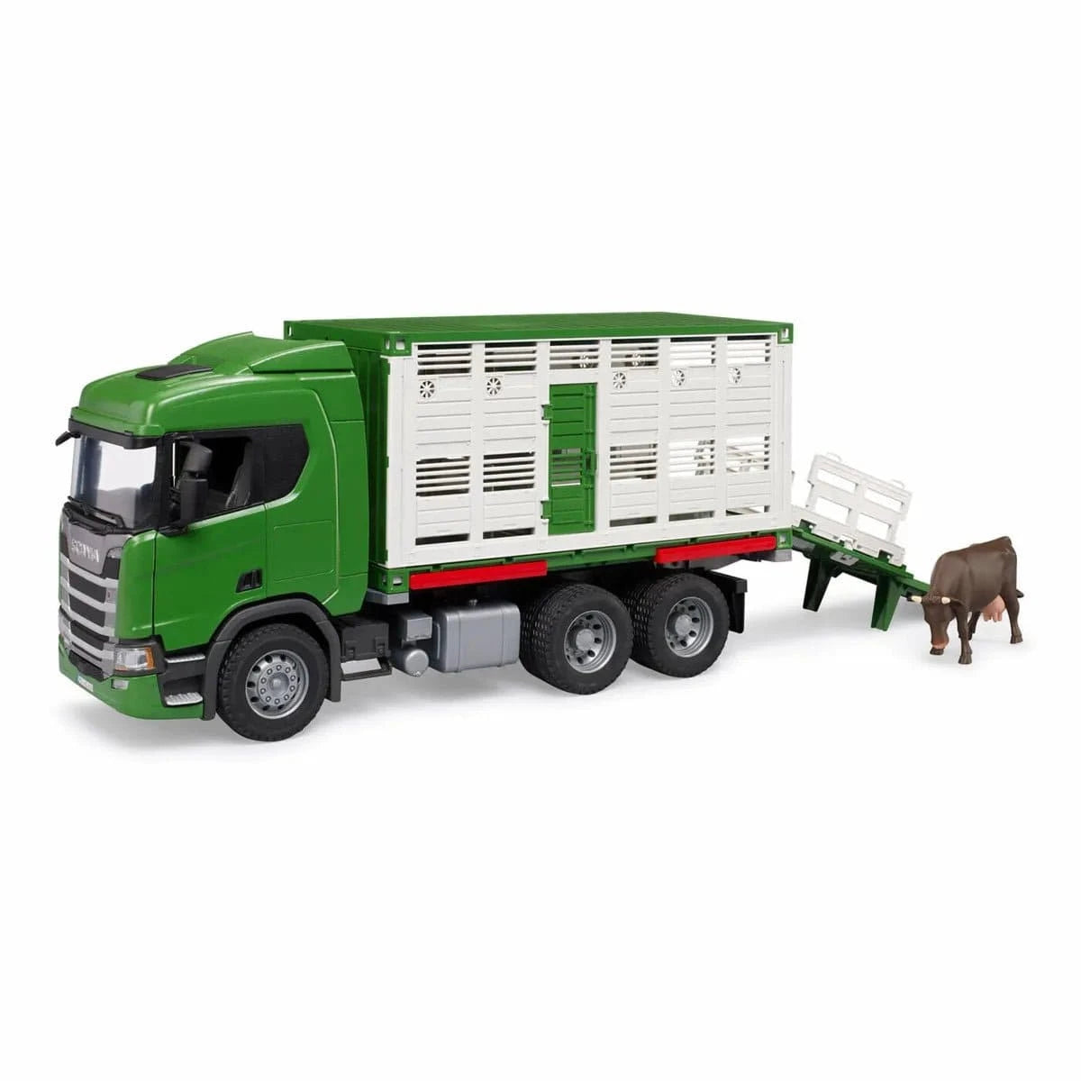 Bruder 3548 Agriculture Scania Super 560R Cattle Transporter with 1 Cow - Hobbytech Toys