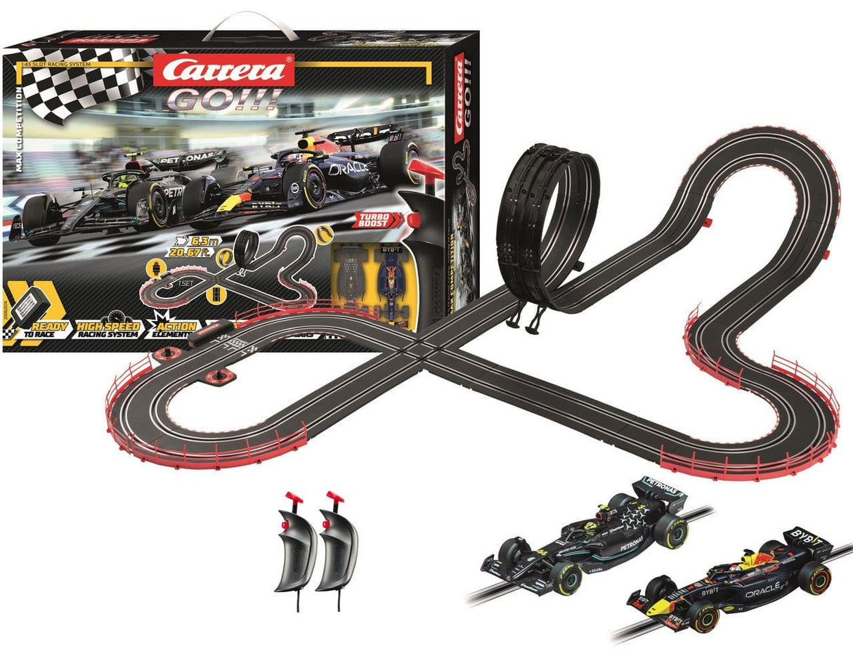 Carrera GO!!! 1/43 Max Competition F - 1 Mercedes AMG & Red Bull Slot Car Starter Set [62574] - Hobbytech Toys