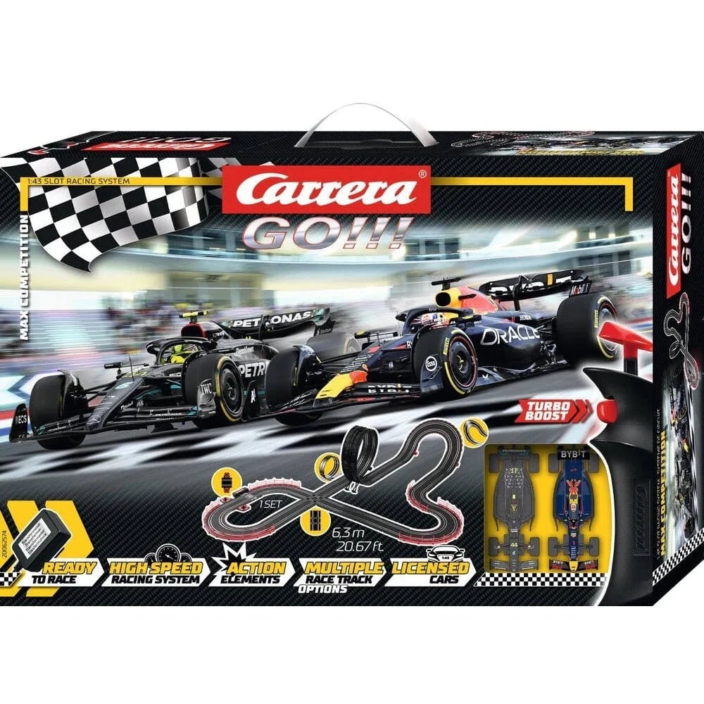 Carrera GO!!! 1/43 Max Competition F - 1 Mercedes AMG & Red Bull Slot Car Starter Set [62574] - Hobbytech Toys