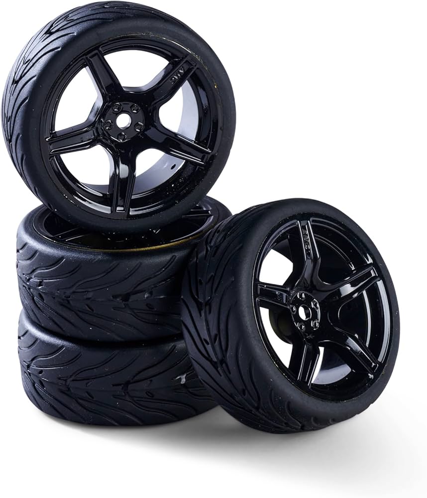 Carson 1/10 Wheel Set 5 Spoke Design Black (4pcs) - Hobbytech Toys