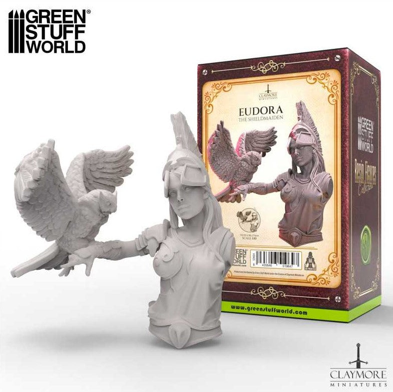 Green Stuff World 3D Printed - Claymore Miniatures - Eudora, The Shieldmaiden - Busto