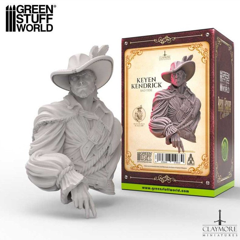 Green Stuff World 3D Printed - Claymore Miniatures - Keyen Kendrick (Bad Tid) - Busto