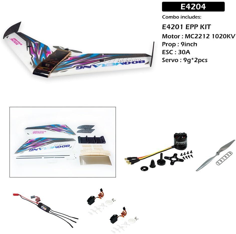 Dancing Wings 1.1m Boomerang Flying Wing Balsa RC Plane Kit (Motor,ESC,Servos Included)