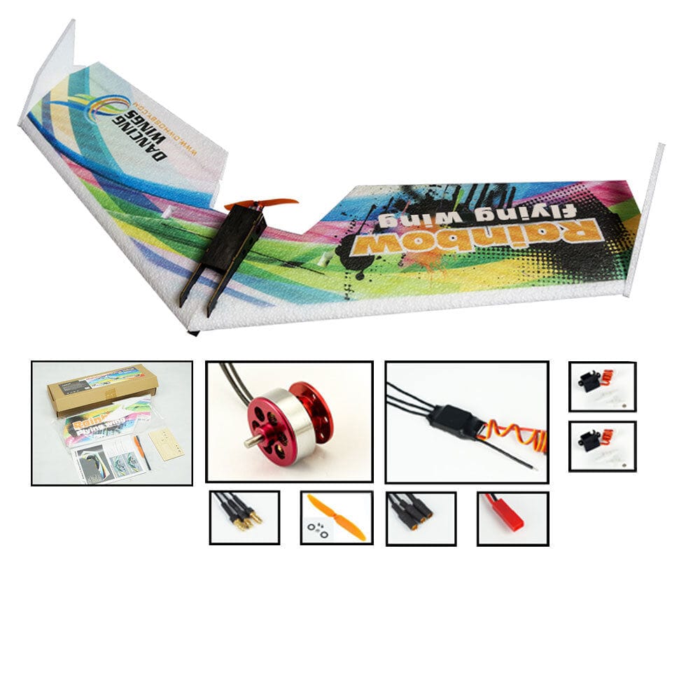 Dancing Wings 800mm Rainbow V2 Flying Wing Foam RC Plane Kit (Motor,ESC,Servos Included)