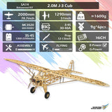Dancing Wings J3-Cub 2.0m Balsa RC Plane Kit (Motor,ESC,Servos Included)