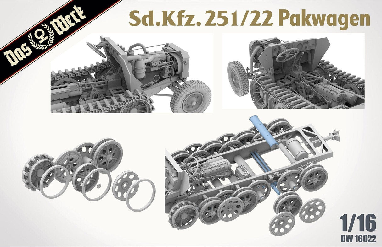 Das Werk 1/16 Sd.Kfz.251/22 Ausf.d Pakwagen Plastic Model Kit [DWK16022] - Hobbytech Toys