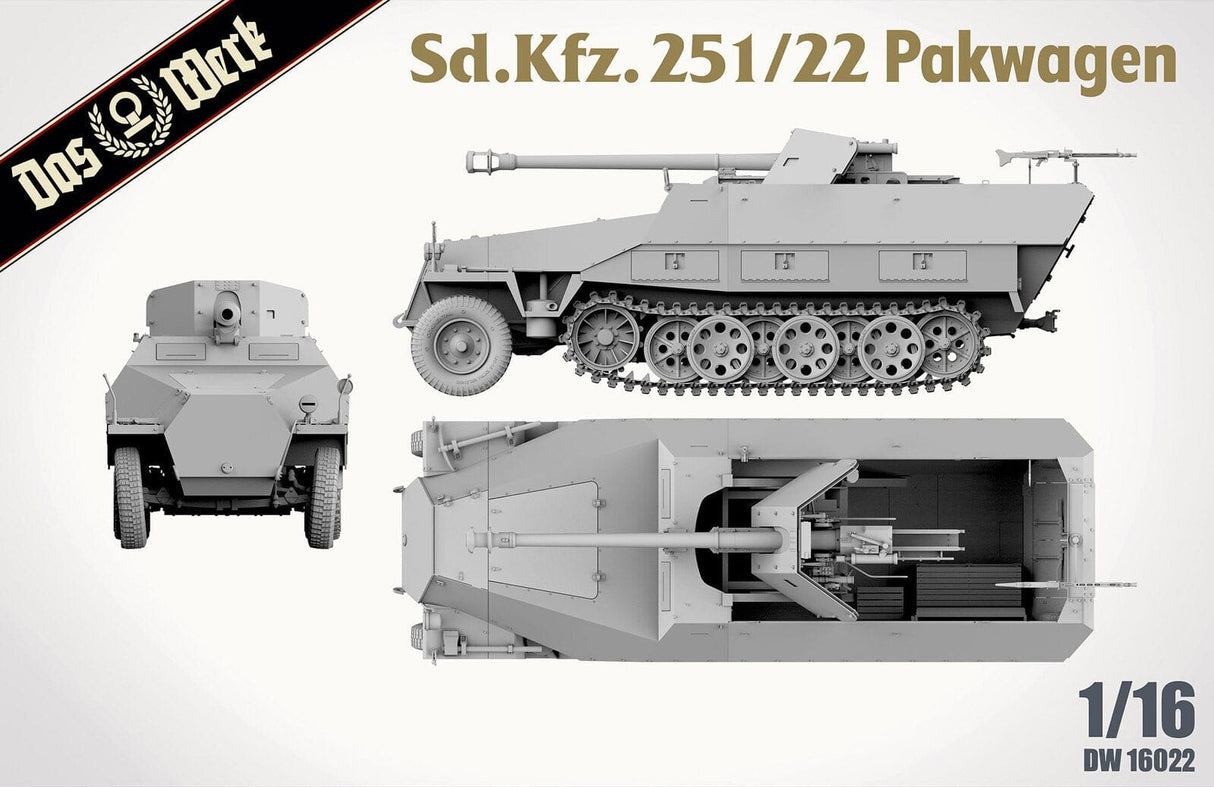 Das Werk 1/16 Sd.Kfz.251/22 Ausf.d Pakwagen Plastic Model Kit [DWK16022] - Hobbytech Toys