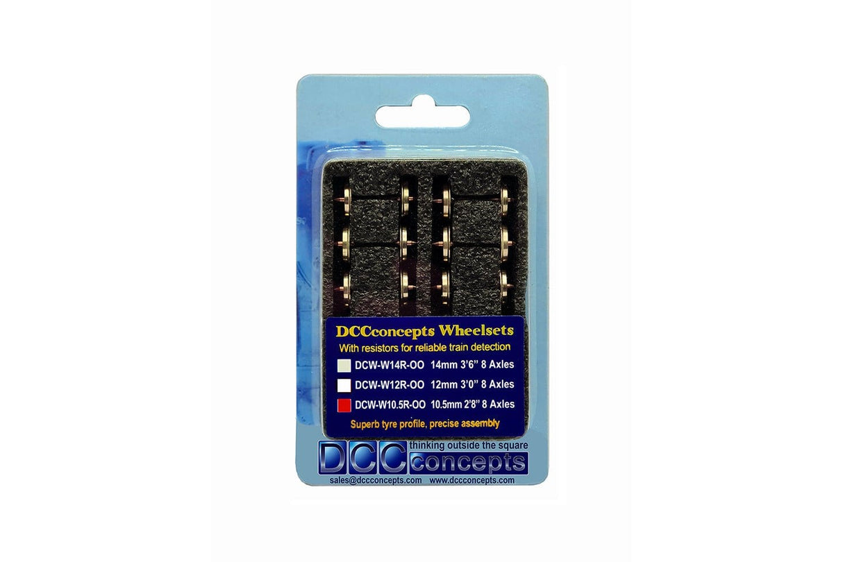 DCC Concepts DCW - W10.5R - OO Quality Resistive Wheelsets OO/16.5mm Track 8x 10.5mm (2'8") (8pcs) - Hobbytech Toys