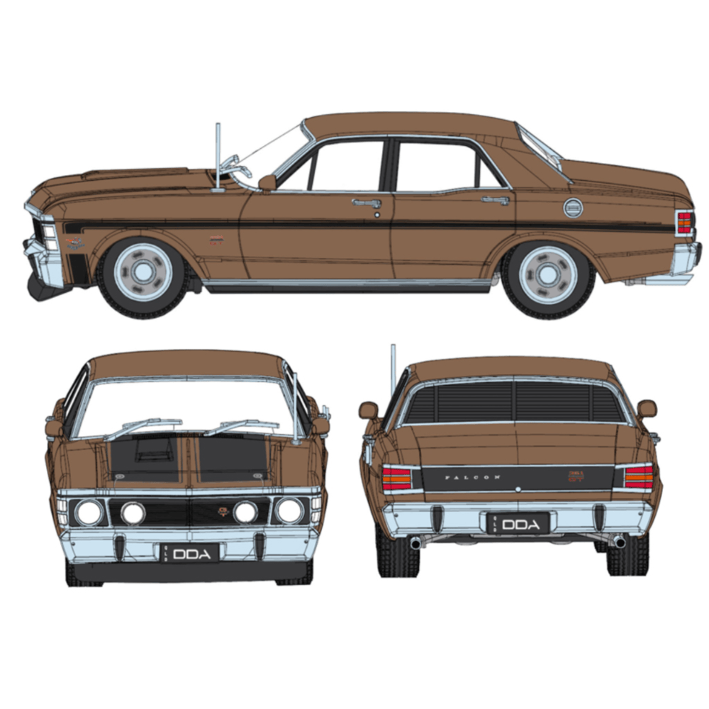 DDA 1/24 Ford XW GTHO Ford - Fully Detailed Diecast Model - Gold