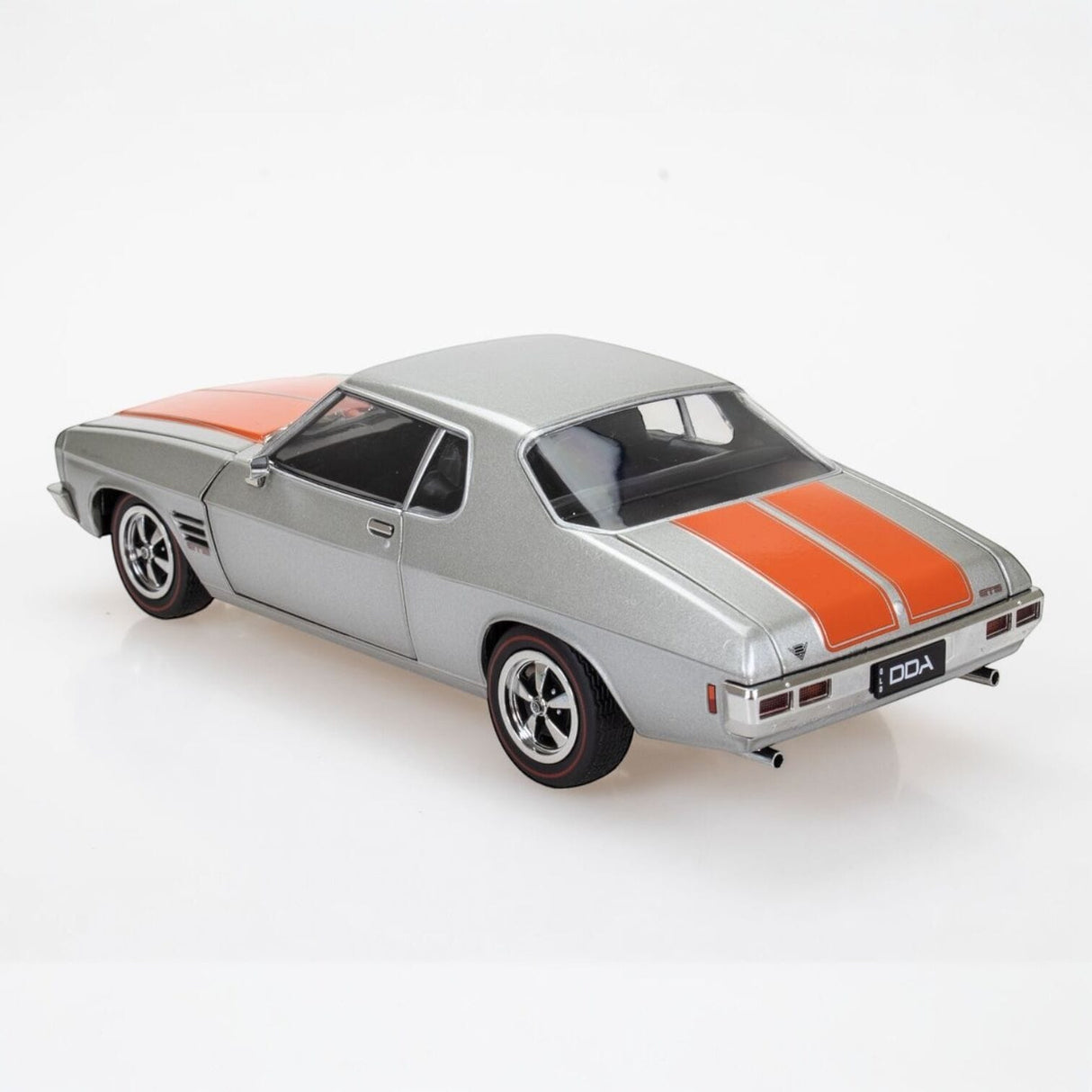 DDA 1/24 HQ Holden 2 Door Fully Detailed Diecast Model - Silver with Orange Stripe