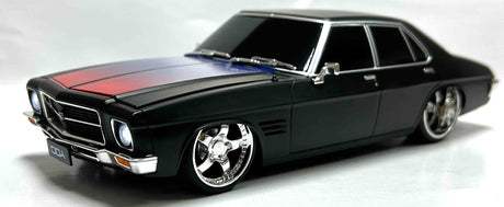 DDA 1/24 Matte Black w/Red/Blue Holden HQ Custom Light Up - Pre - Assembled Plastic Model - Hobbytech Toys
