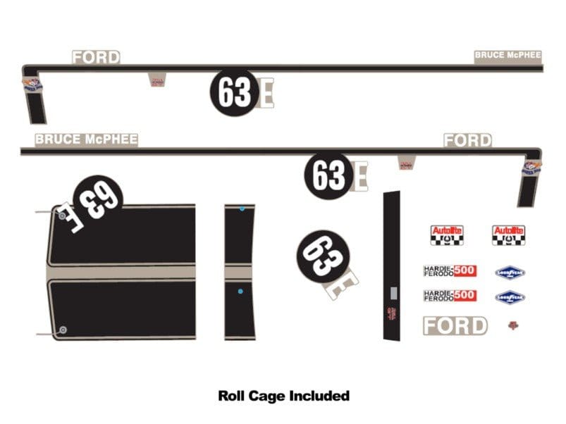 DDA 1/24 No.63E XW Ford Bathurst Decal Kit w/Roll Cage Accessory - Hobbytech Toys