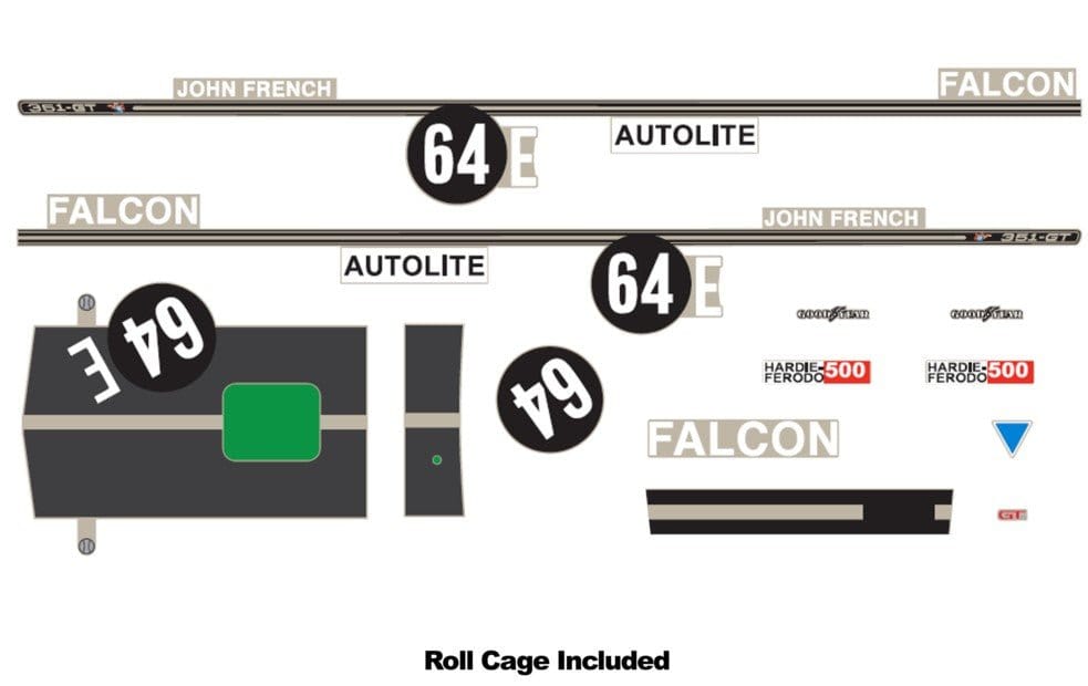 DDA 1/24 No.64E XY Ford Bathurst Decal Kit w/Roll Cage Accessory - Hobbytech Toys