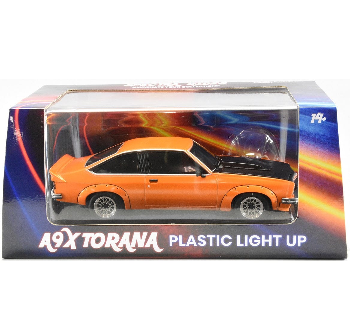 DDA 1/24 Orange/Black A9X Torana Standard w/Wire Wheels Light Up - Plastic