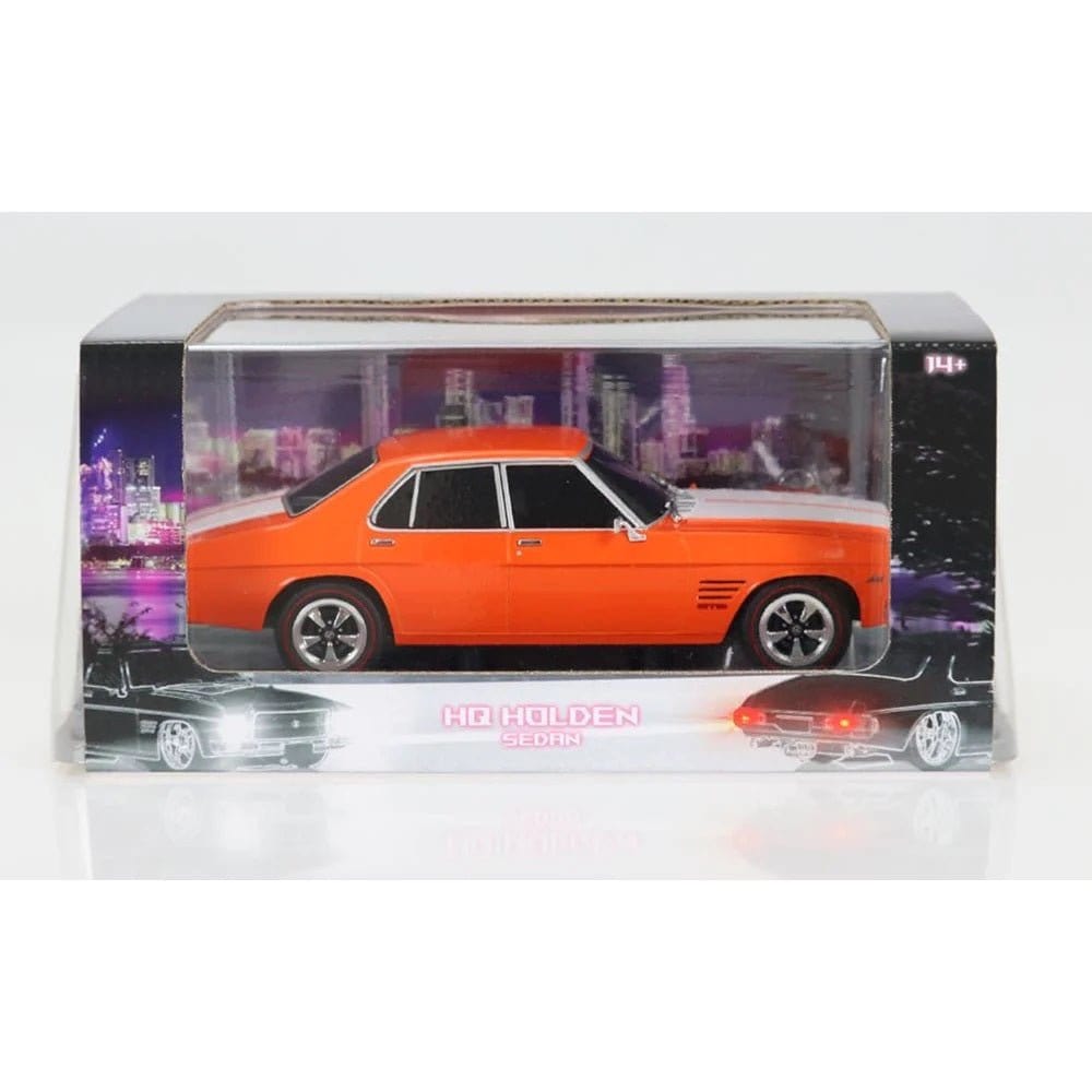 DDA 1/24 Orange Zest Holden HQ Monaro GTS 4 Door Light Up - Prebuilt Plastic Model - Hobbytech Toys