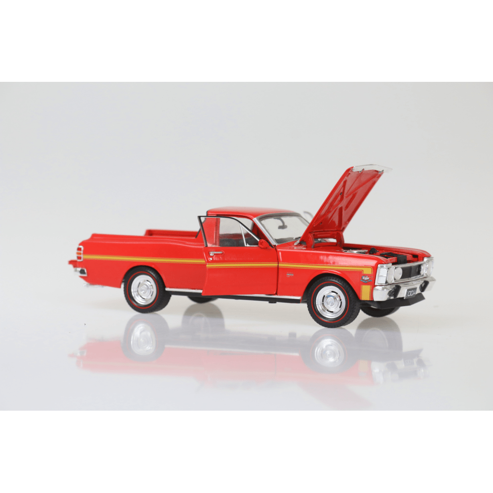 DDA 1/24 Red 1970 XW GTHO Ford Falcon Ute 351 T - Bar Auto - Fully Detailed Diecast Model - Hobbytech Toys