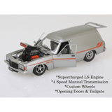 DDA 1/24 Silver Holden HZ Panel Van w/Supercharged LS Engine Diecast Model