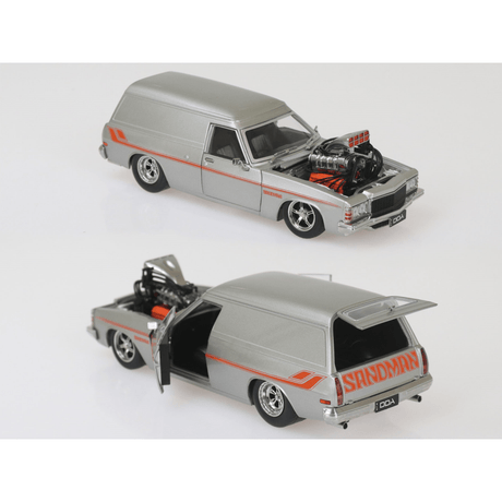 DDA 1/24 Silver Holden HZ Panel Van w/Supercharged LS Engine Diecast Model
