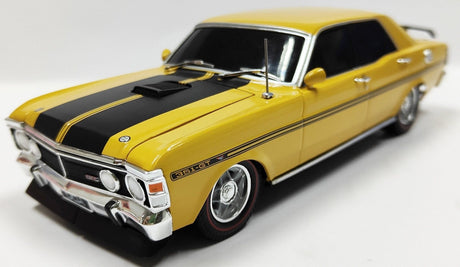 DDA 1/24 Yellow Ochre Ford XY GTHO Spectra Rides Light Up - Pre - Assembled Plastic Model - Hobbytech Toys