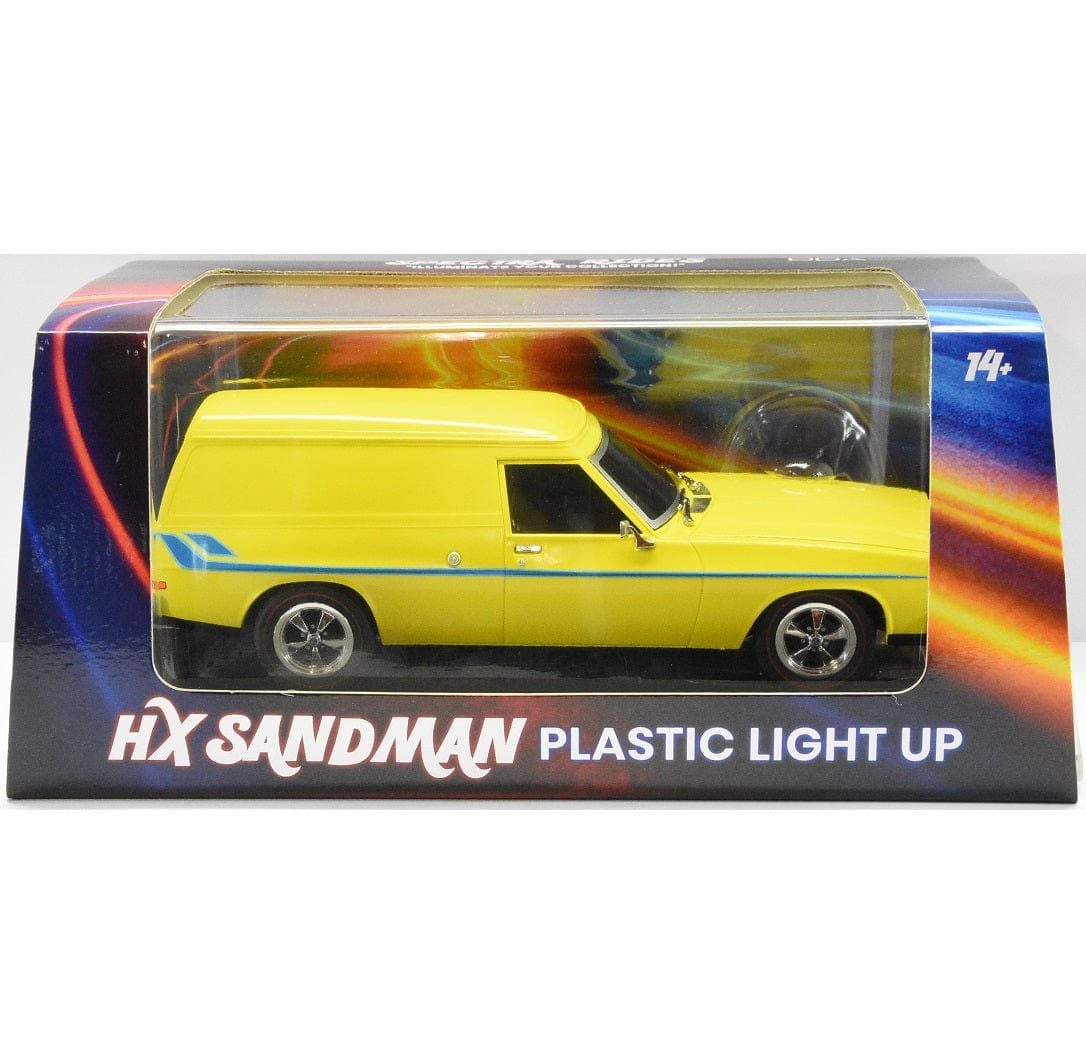 DDA 1/24 Yellow w/Blue Stripe HX Sandman Holden Panel Van Light Up - Plastic
