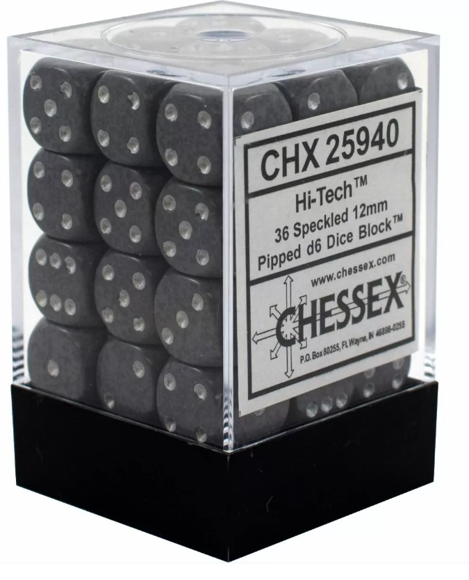 Chessex 25940 Speckled 12mm d6 Hi-Tech Block (36) - Hobbytech Toys