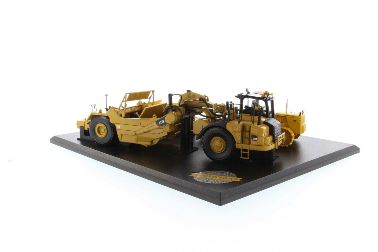 Diecast Masters 1/50 Cat 621K Scraper and No.70 Scraper with D7 Track-Type Tractor Evolution Series