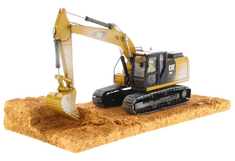 Diecast Masters 1/50 Weathered Cat 320F L Excavator on Resin Construction Site Base