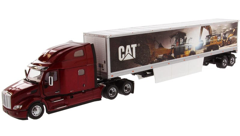 Diecast Masters 1/50 Peterbilt 579 Sleeper Cab with Caterpillar Mural Dry Van Trailer
