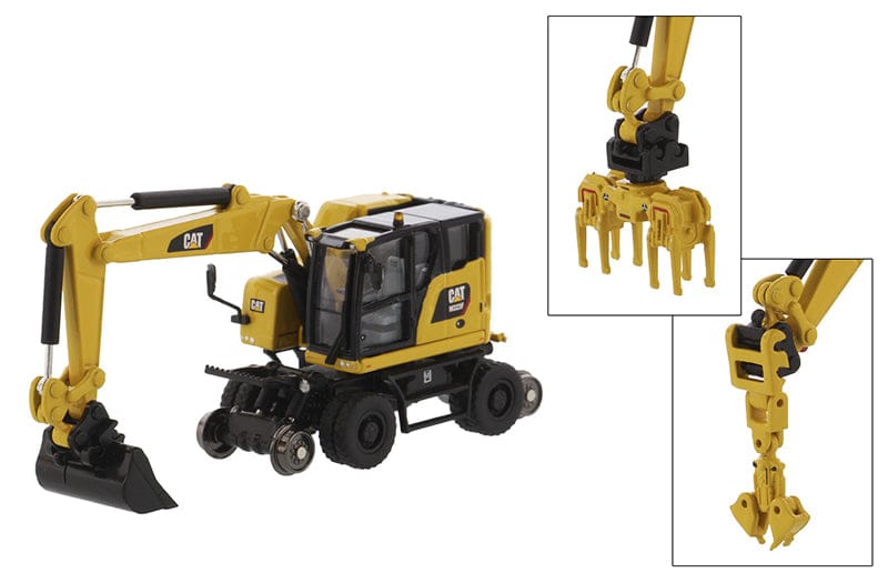 Diecast Masters 1/87 Cat M323F Railroad Wheeled Excavator Safety Yellow